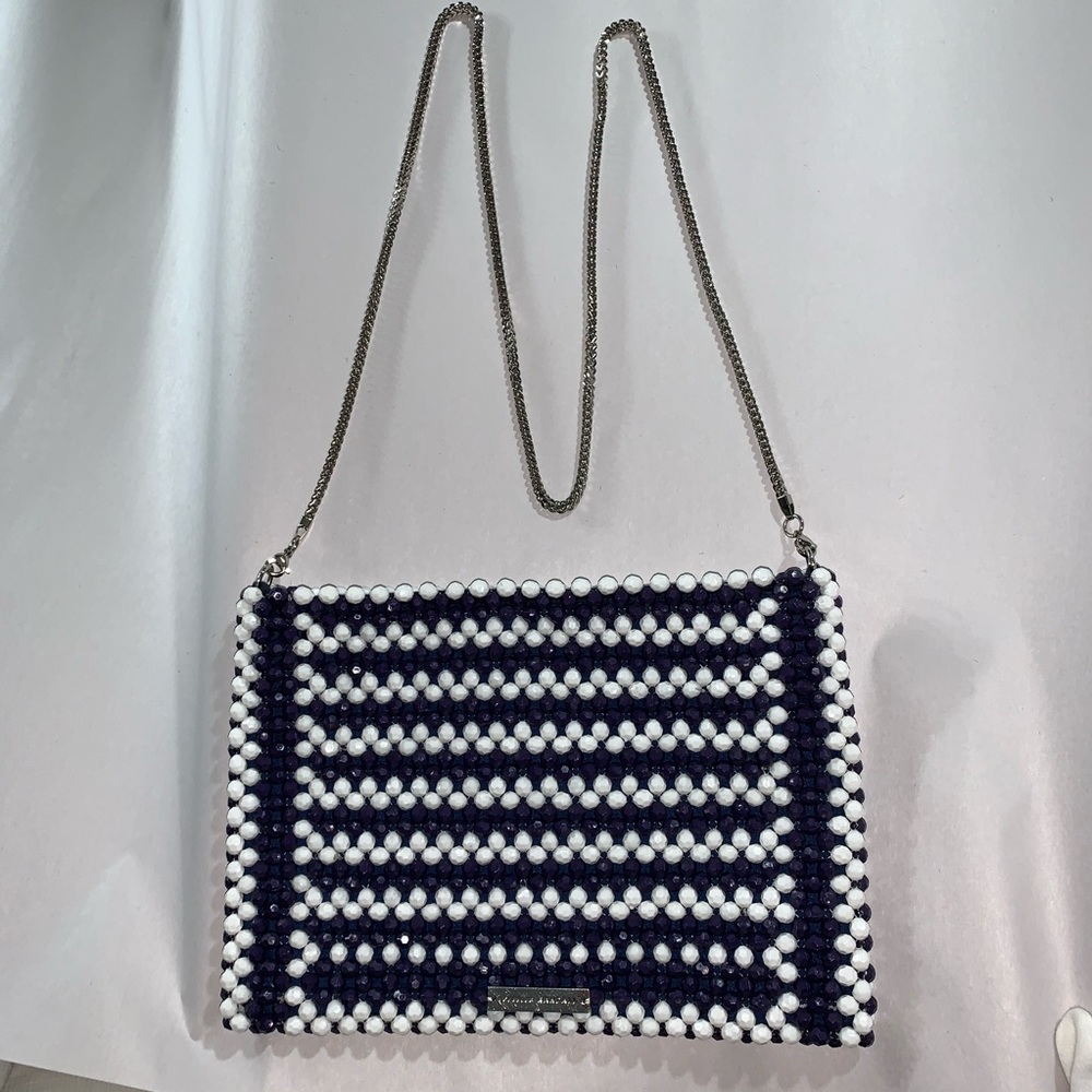 NWOT Loeffler Randall navy/white acetate bead bag